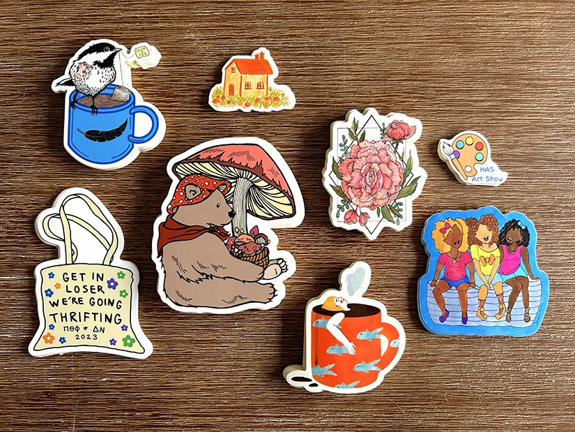 Hand drawn illustration stickers