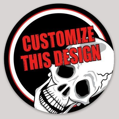 Circle Sticker with Stripe and Skull