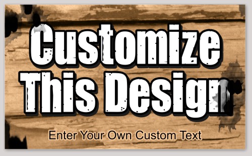 Template Rectangle Sticker with Wood and Bullet Holes