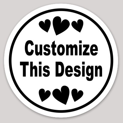 Template Circle Sticker with Black Heart Border