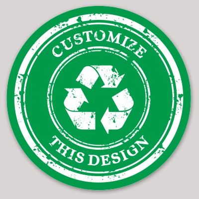 Circle Sticker with Grungy Recycle Symbol