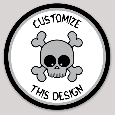 Template Circle Sticker with Cartoon Crossbones