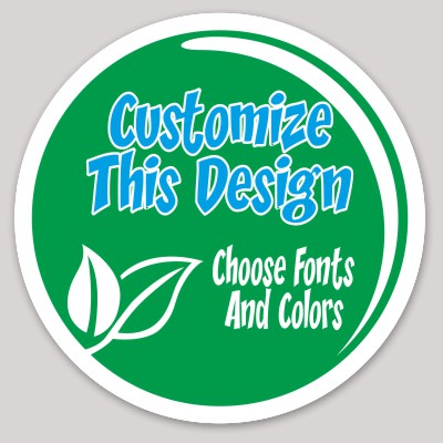 Template Circle Sticker with Green Background and Leaf