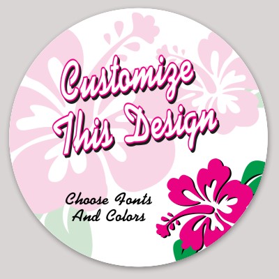 Template Circle Sticker with Tropical Flowers