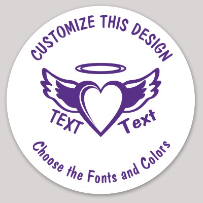Template Circle Sticker with Winged Heart Memorial