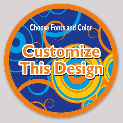 Template Circle Sticker with Abstract Swirls