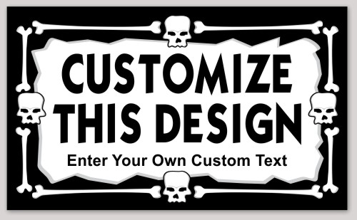 Template Rectangle Sticker with Skull & Bones Border