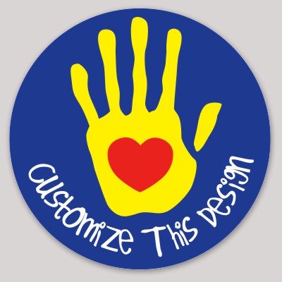 Circle Sticker with Charity Hand