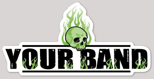 Template Flaming Green Skull Die Cut Sticker