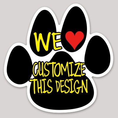 Template Paw Print with Heart Die Cut Sticker