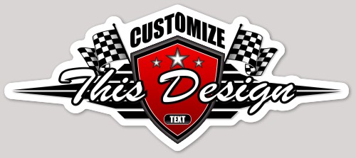 Racing Badge with Checkered Flag Die Cut Sticker