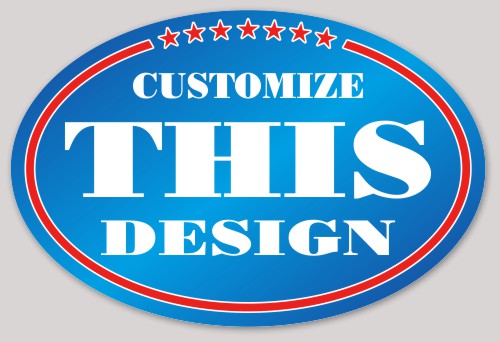 Template Oval Sticker with Gradient Star Border