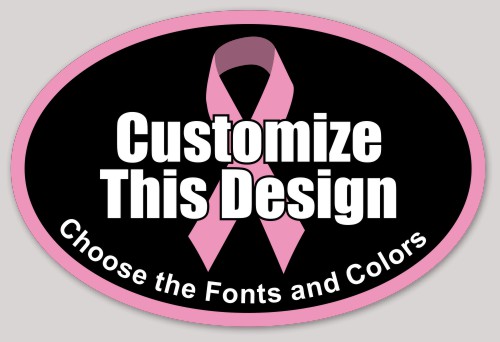Template Pink Ribbon Awareness Oval Sticker