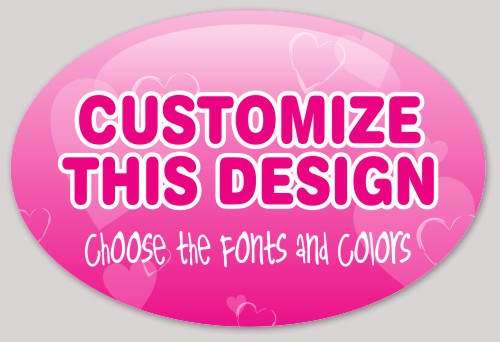 Template Oval Sticker with Heart Background