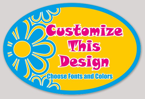 Template Oval Sticker with Floral Border