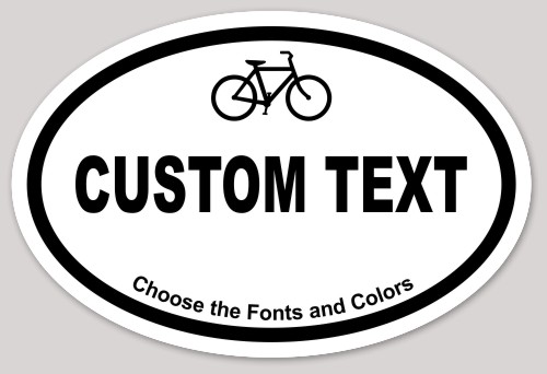 Oval Sticker with Bicycle Design