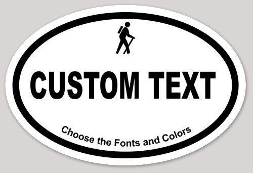 Template Oval Sticker with Hiking Design