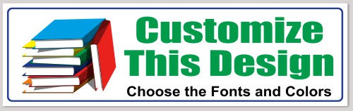 Template Bumper Sticker with Book Stacks