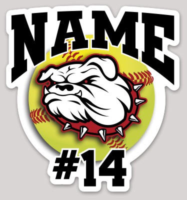 Template Tinley Park Bulldogs Softball Sticker with Number