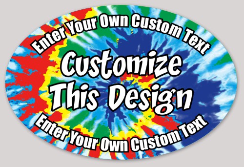 Template Oval Sticker with Tie Dye Background