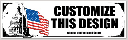 Bumper Sticker with US Capitol and Flag White