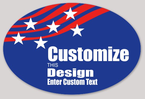 Template Political Oval Sticker with Wavy Design and Stars