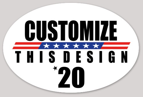 Template Oval Sticker with Flag Center Bar and Text