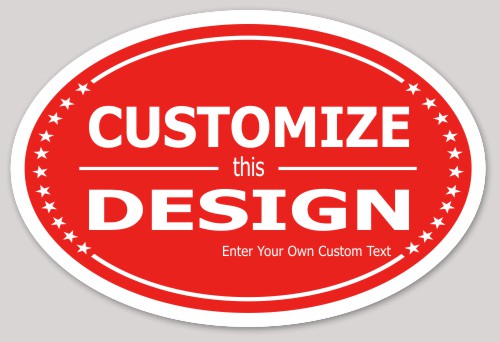 Template Oval Sticker with Red Background and Divided Text