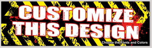 Template Bumper Sticker with Abstract Caution Stripes