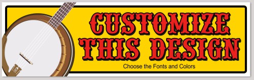 Template Bumper Sticker with Banjo Instrument