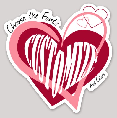 Template Wedding Heart Die Cut Sticker