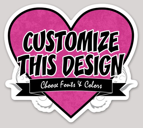 Template Heart and Ribbon Die Cut Sticker