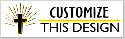 Bumper Sticker with Cross and Radiating Lines