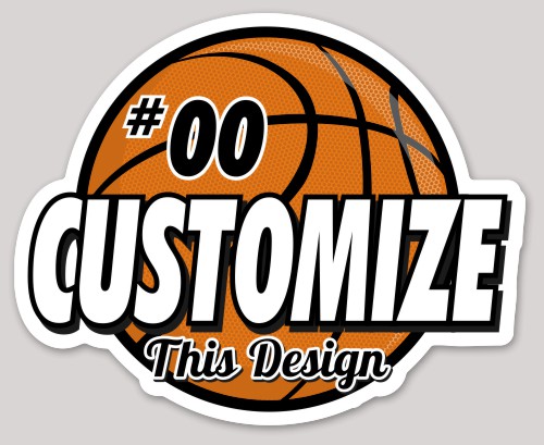 Template Basketball Die Cut Sticker with Team Number