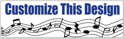 Template Bumper Sticker with Flowing Musical Notes