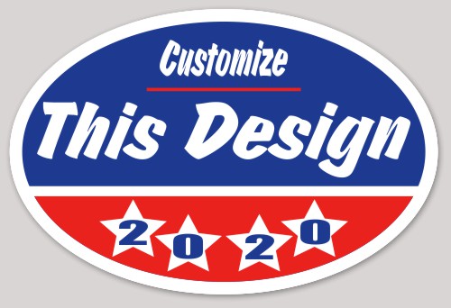 Template Oval Sticker with Political Text and Year