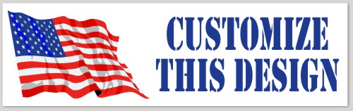 Bumper Sticker with Wavy Flag on Left