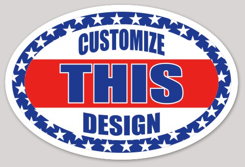 Template Oval Sticker with Starry Background and Stripes