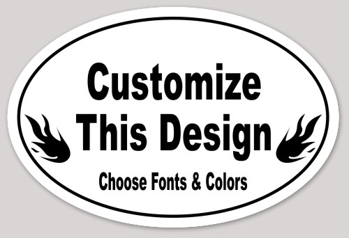 Template Oval Sticker with Flame Accents
