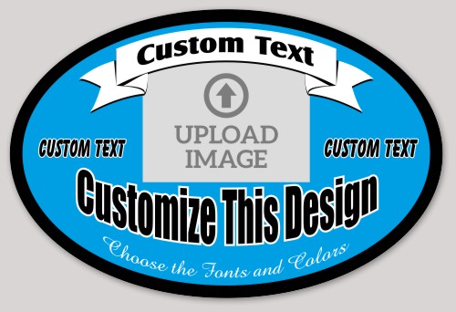 Template Oval Sticker with Photo and Banner