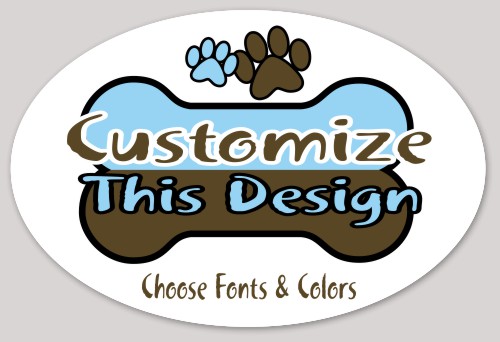 Oval Sticker with Animal Print and Bone
