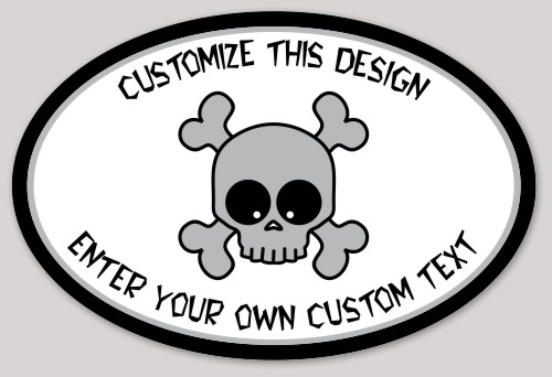 Template Oval Sticker with Cartoon Crossbones