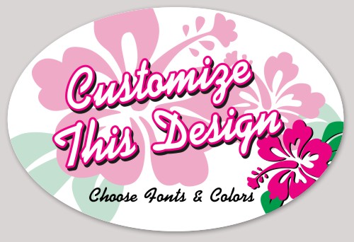 Template Oval Sticker with Tropical Flowers
