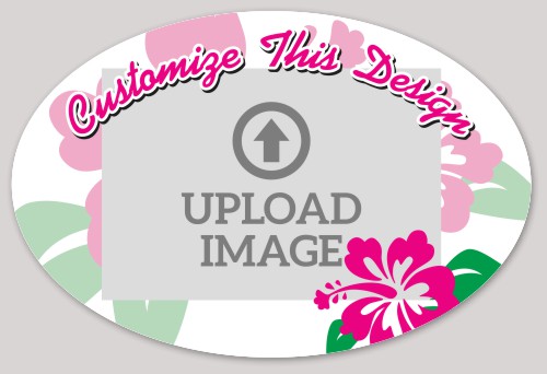 Template Oval Sticker with Tropical Photo Upload