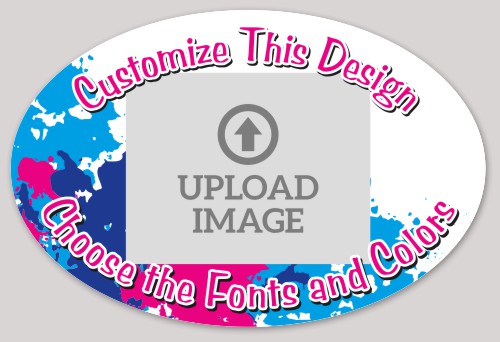 Template Oval Sticker with Color Splat & Upload
