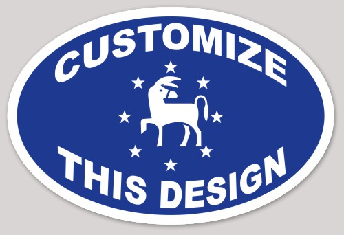 Template Oval Sticker with Democrat Donkey