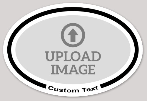 Template Oval Sticker with Image Upload and Bottom Text