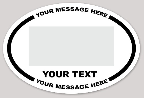Template Oval Sticker with Image Upload and Bordering Text