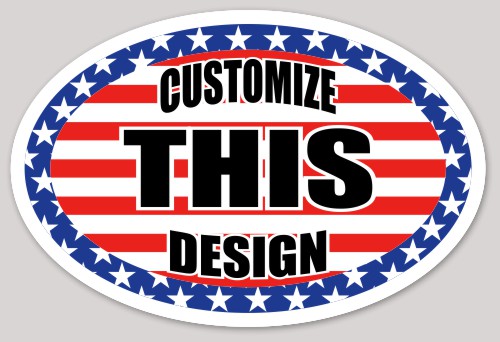 Template Oval Sticker with Starry Background Multi Stripes