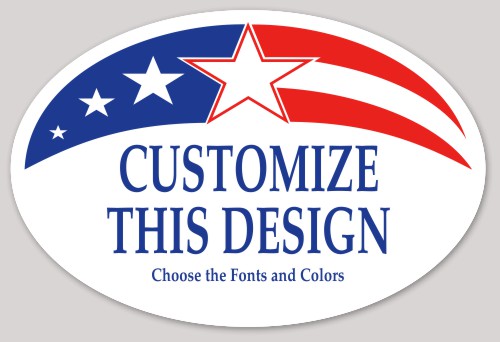 Template Oval Sticker with Curved Flag Background